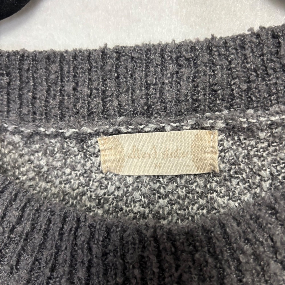 Altar'd State Womens Medium Grey White Marled Floral Textured Knit Sweater - Picture 2 of 4